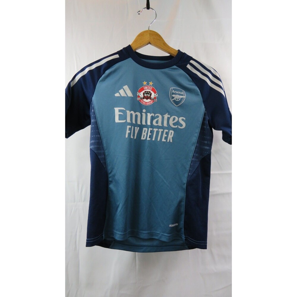 ARSENAL  2024 TRAINING FOOTBALL SHIRT BLUE SIZE Youth Medium  11/12 JERSEY Logo